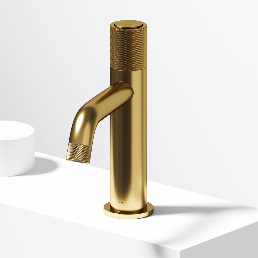 Robinet de salle de bain monotrou à poignée unique Apollo en or brossé mat