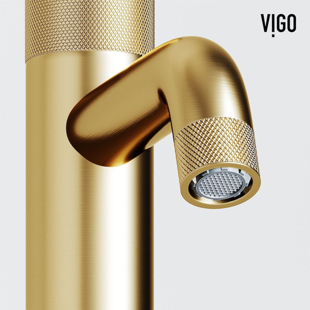 Robinet de salle de bain monotrou à poignée unique Apollo en or brossé mat