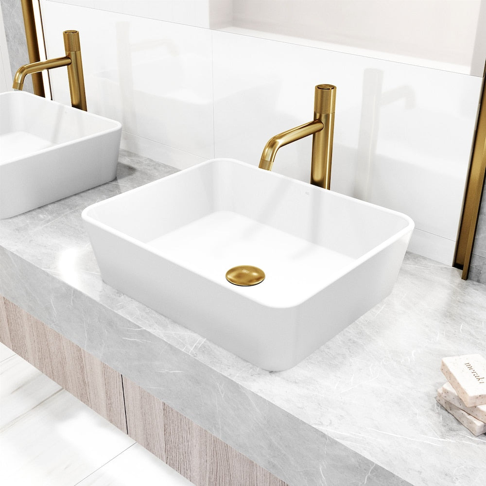 Apollo Single Hole Single-Handle Vessel Bathroom Faucet in Matte Brushed Gold