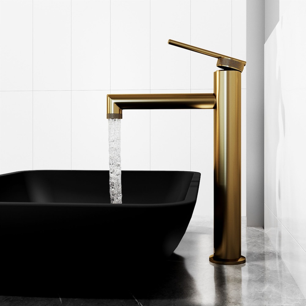 Robinet de salle de bain à poignée unique et trou unique Sterling en or brossé mat