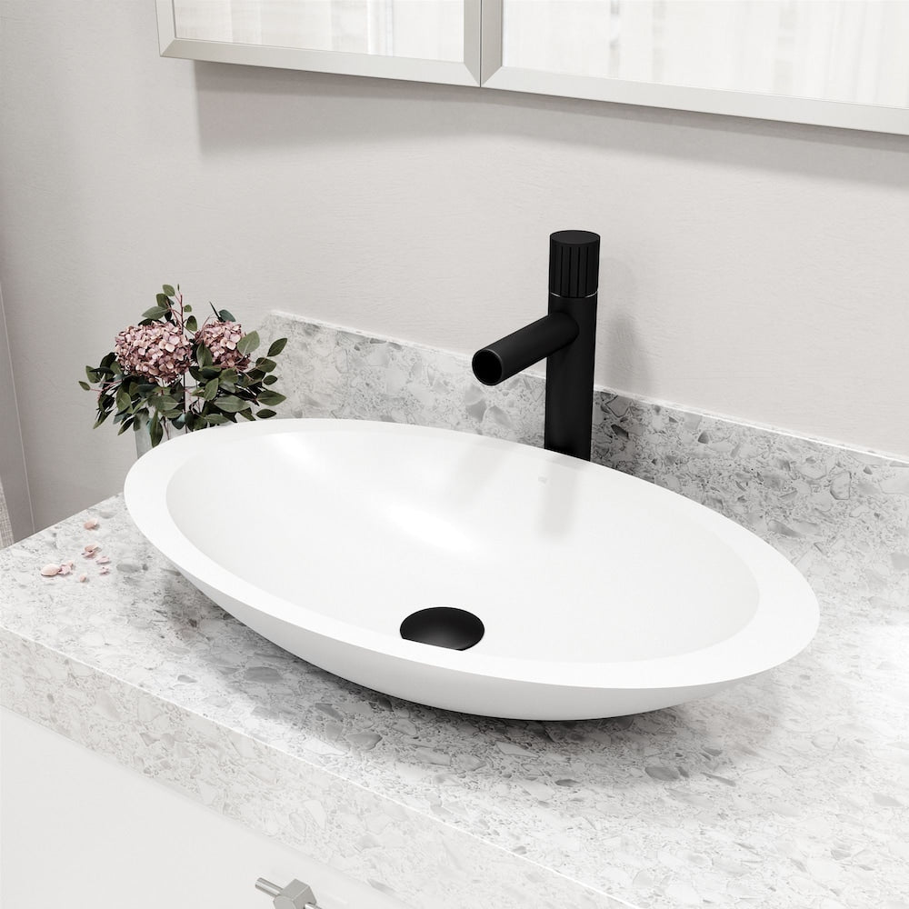 Robinet de salle de bain à poignée unique et trou unique Ashford en noir mat