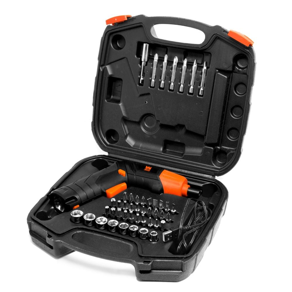 4-Volt Max Lithium Ion Rechargeable Cordless Electric Screwdriver and Flashlight and 40+ Accessories