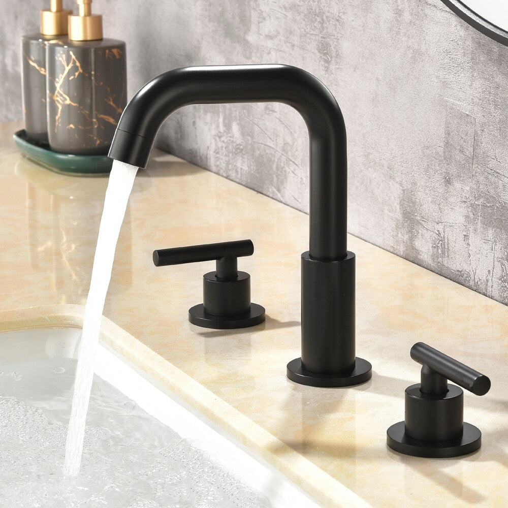 Robinet de salle de bain à 2 poignées avec bec rétractable en noir mat