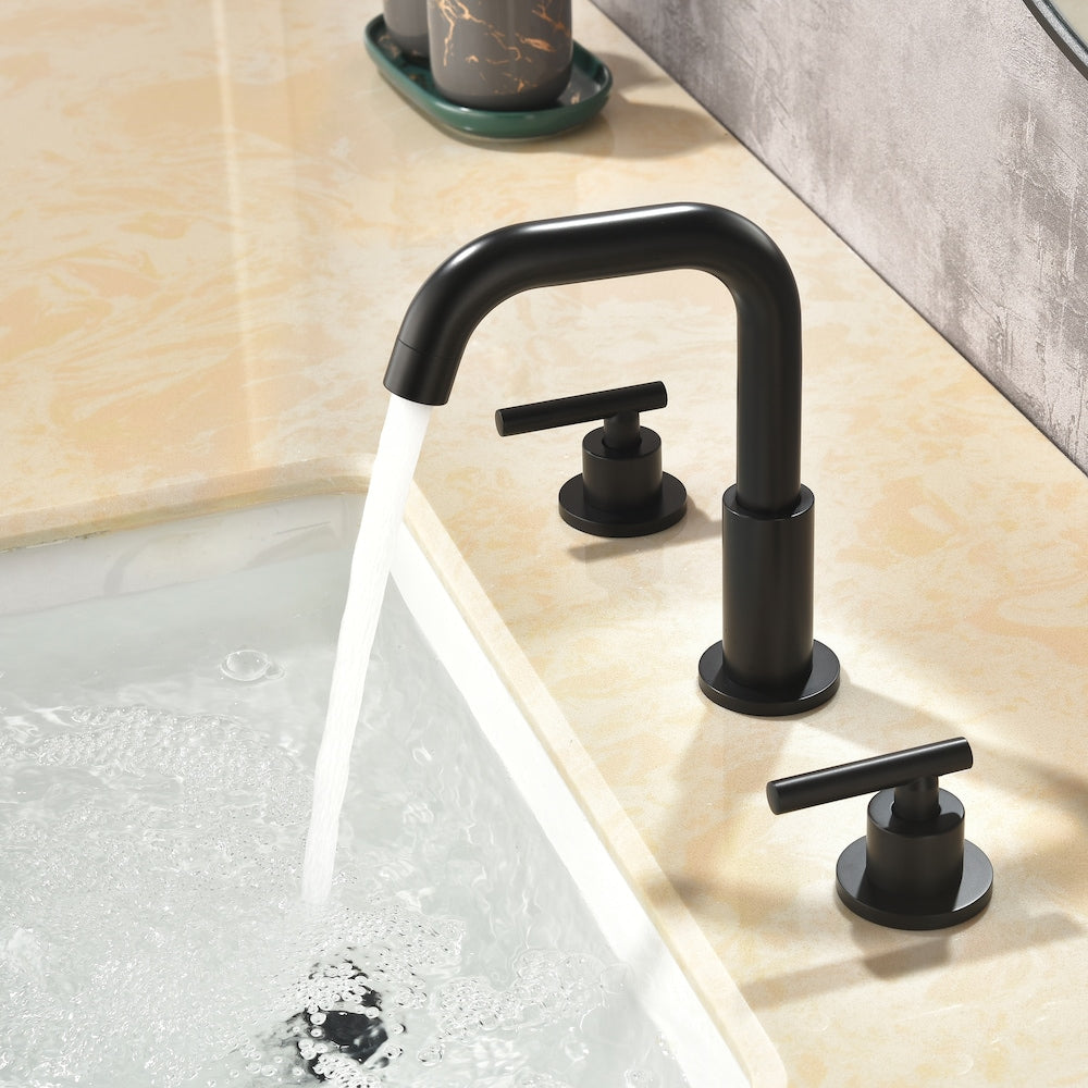 Robinet de salle de bain à 2 poignées avec bec rétractable en noir mat