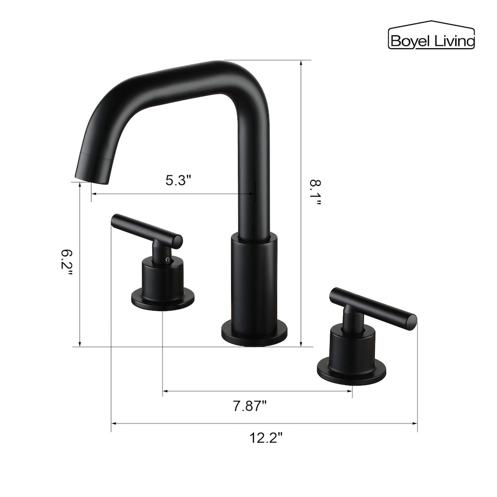 Robinet de salle de bain à 2 poignées avec bec rétractable en noir mat