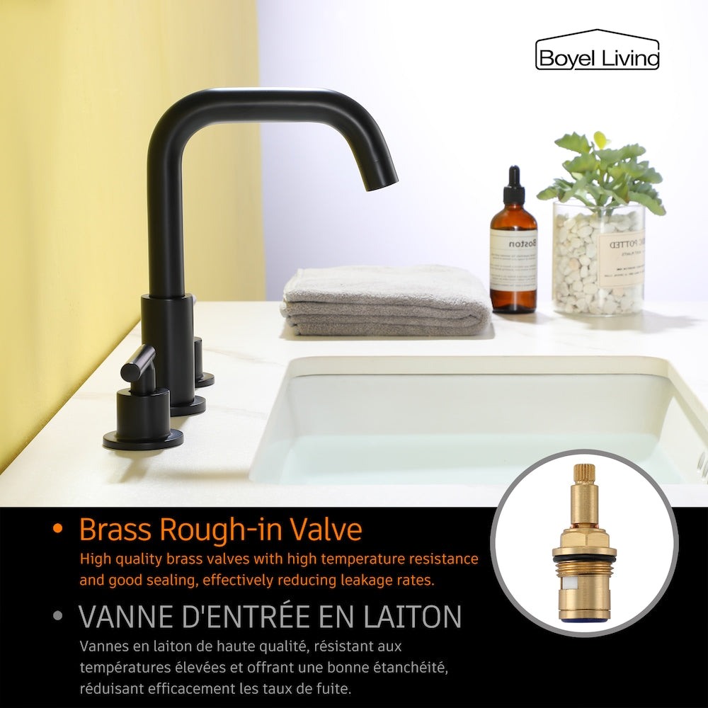 Robinet de salle de bain à 2 poignées avec bec rétractable en noir mat