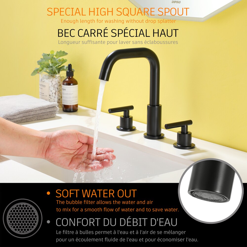 Robinet de salle de bain à 2 poignées avec bec rétractable en noir mat