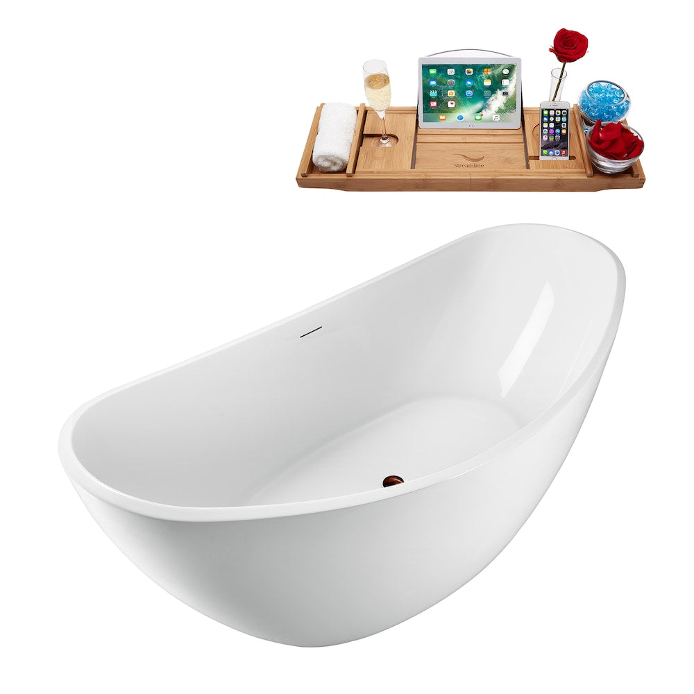 75 inch Streamline N950ORB Freestanding Tub and Tray With Internal Drain