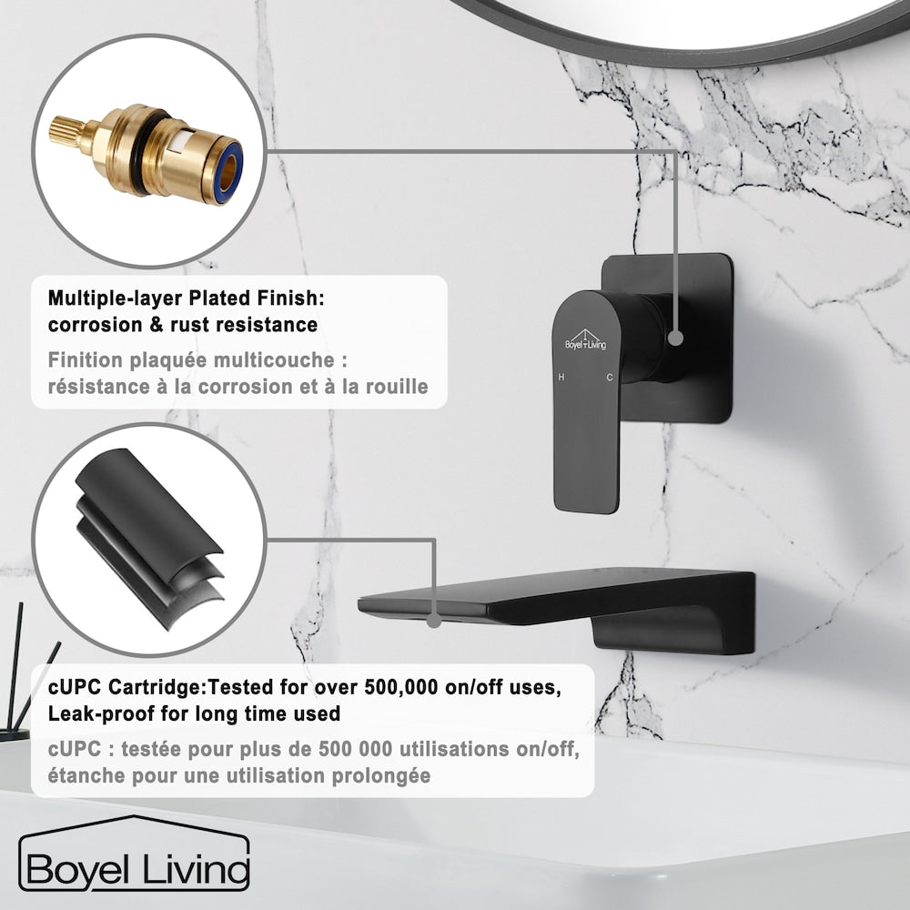 1-Handle Waterfall Bathroom Tub Faucet Sink Faucet in Matte Black