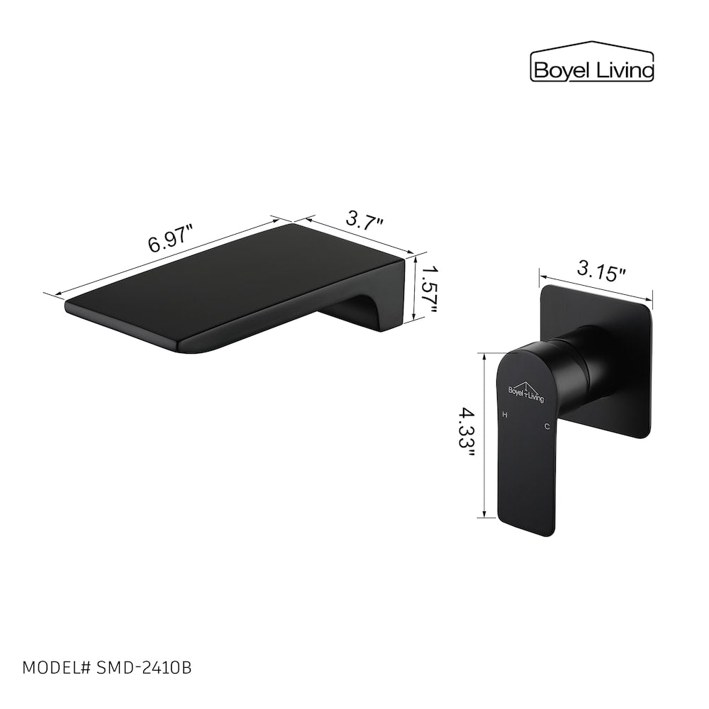 1-Handle Waterfall Bathroom Tub Faucet Sink Faucet in Matte Black