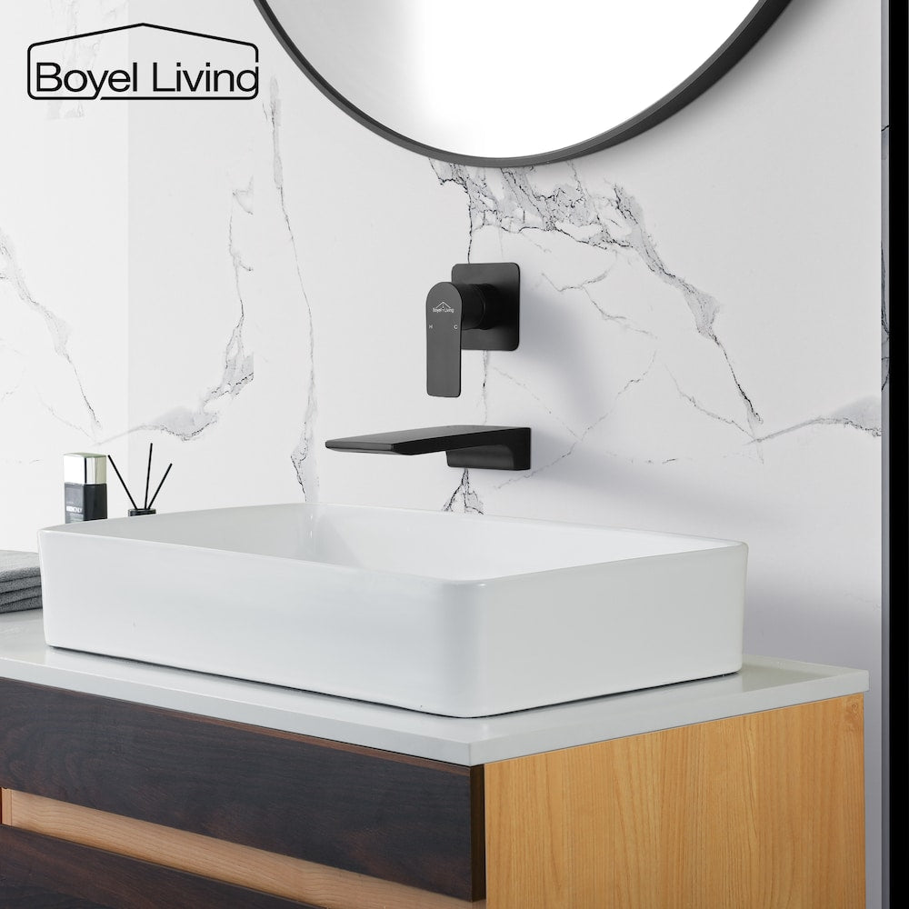 1-Handle Waterfall Bathroom Tub Faucet Sink Faucet in Matte Black