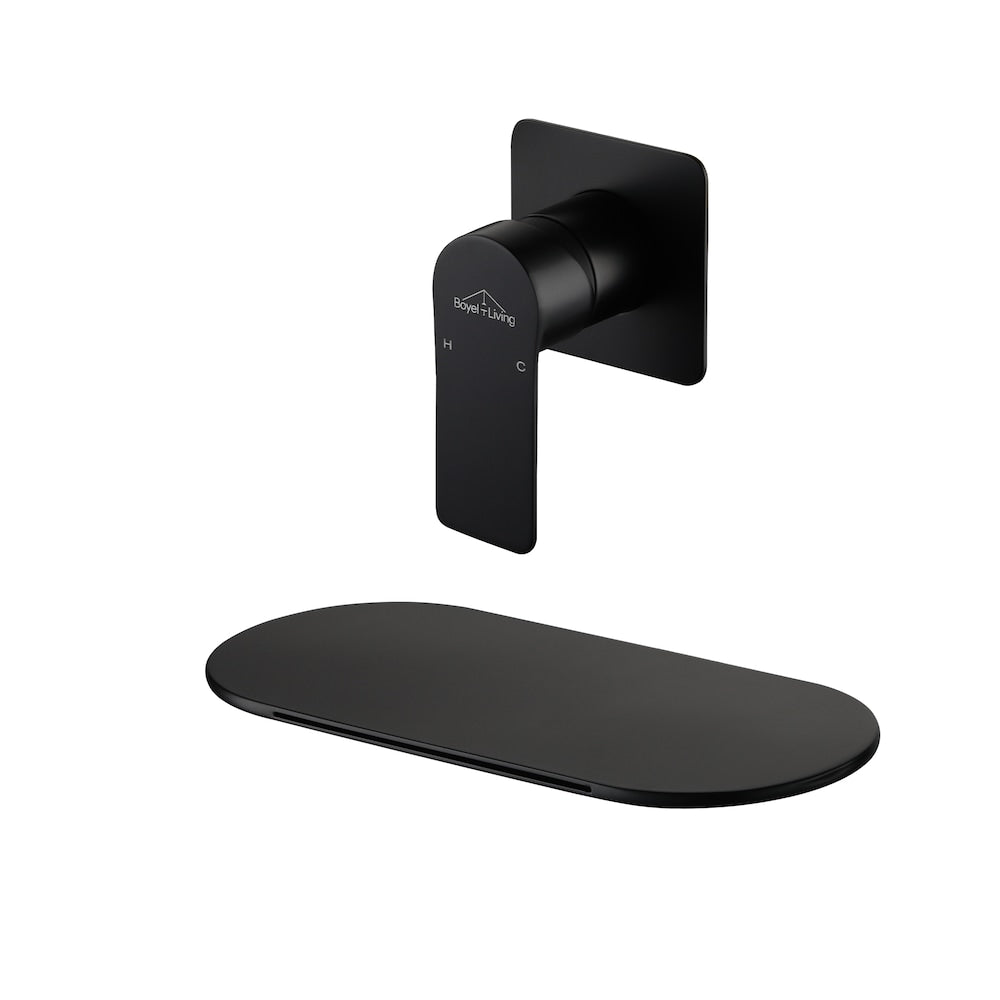 1-Handle Wall Mount Bathroom Sink Faucet Tub Faucet in Matte Black