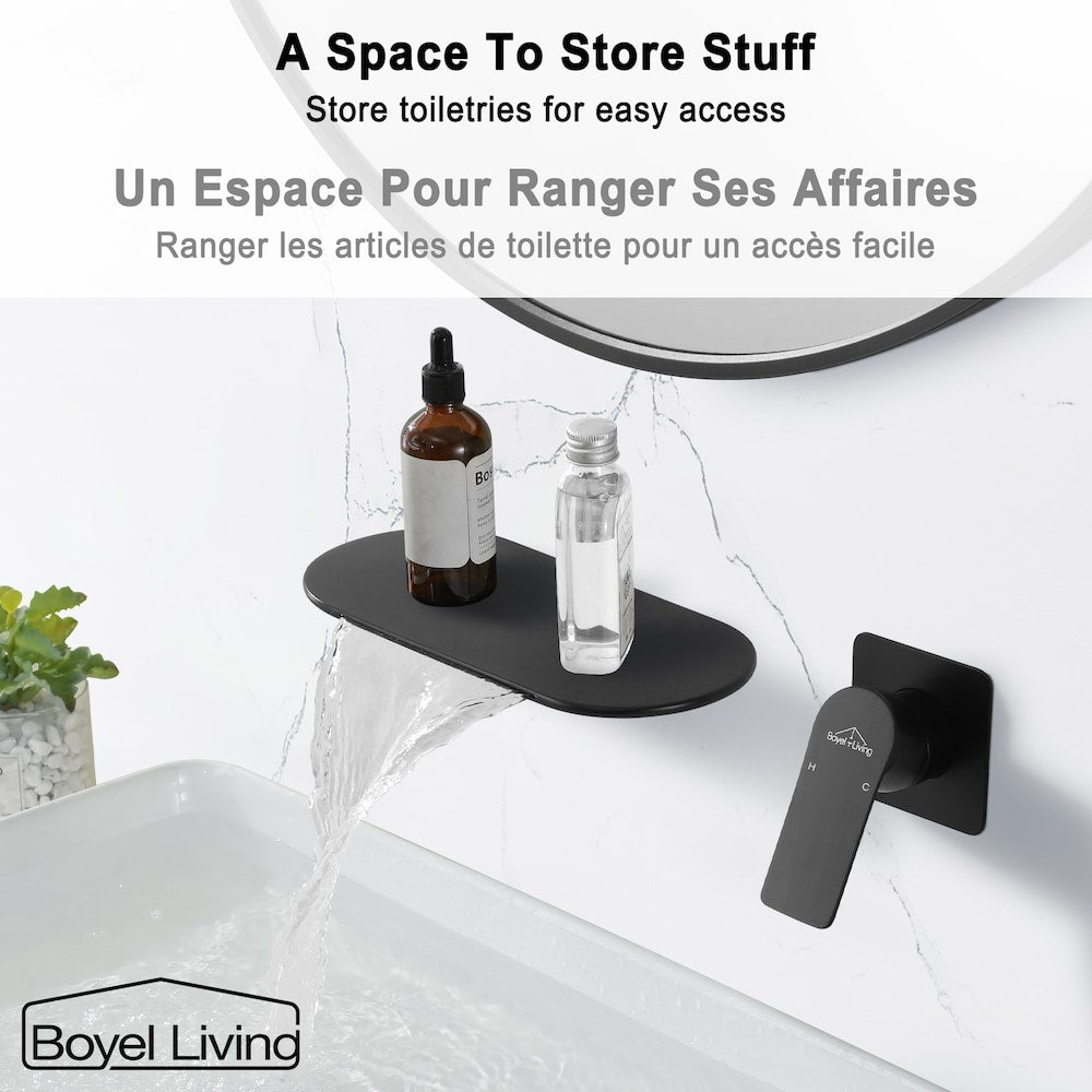 1-Handle Wall Mount Bathroom Sink Faucet Tub Faucet in Matte Black