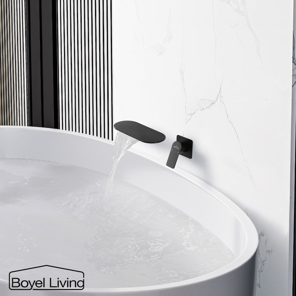 1-Handle Wall Mount Bathroom Sink Faucet Tub Faucet in Matte Black