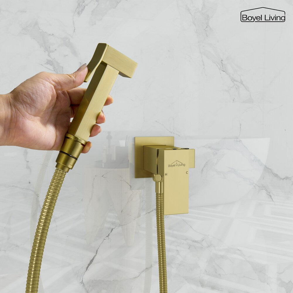 Robinet de bidet à poignée unique pour montage mural avec poignée et corps de mélangeur en or brossé