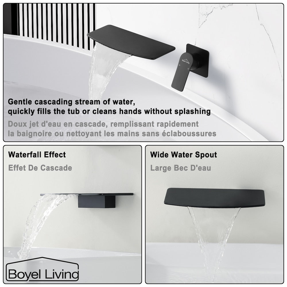 1- Handle Solid Brass Lavatory Tub Sink Faucet in Matte Black