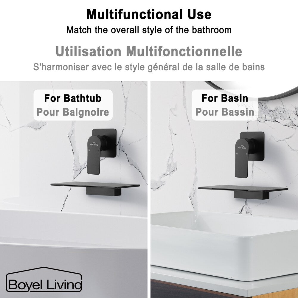 1-Handle Bathroom Faucet with Wide Spout in Matte Black