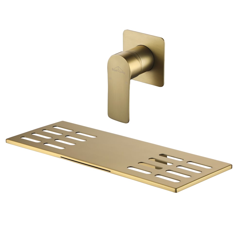 1-Handle Waterfall Solid Brass Bathroom Sink Tub Faucet in Brushed Gold