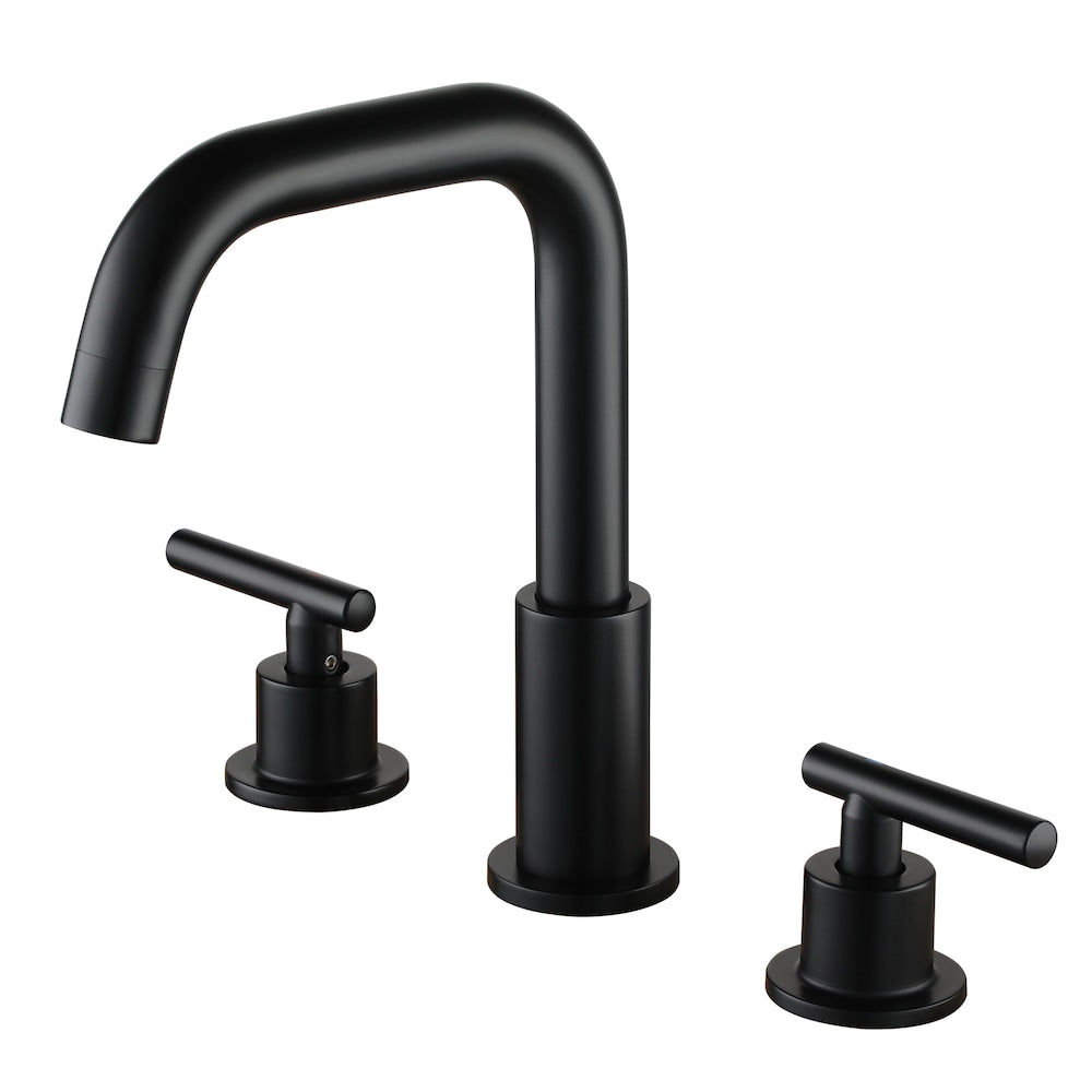 Robinet de lavabo de salle de bain à 2 poignées en noir mat