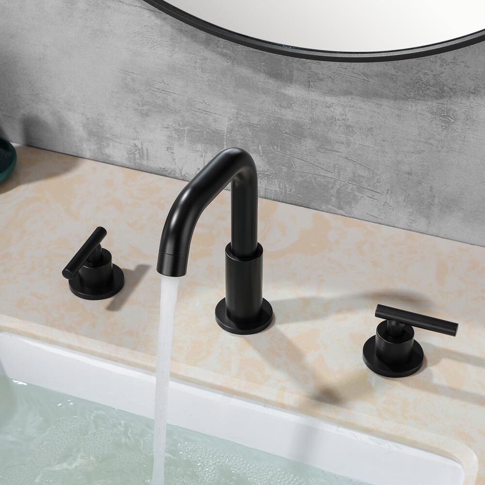 Robinet de lavabo de salle de bain à 2 poignées en noir mat