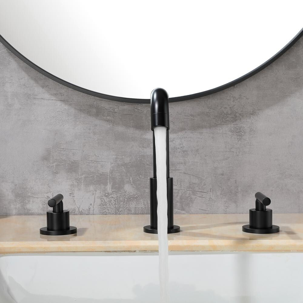 Robinet de lavabo de salle de bain à 2 poignées en noir mat