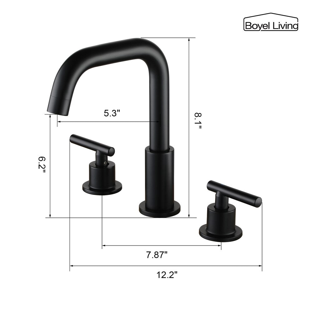 Robinet de lavabo de salle de bain à 2 poignées en noir mat