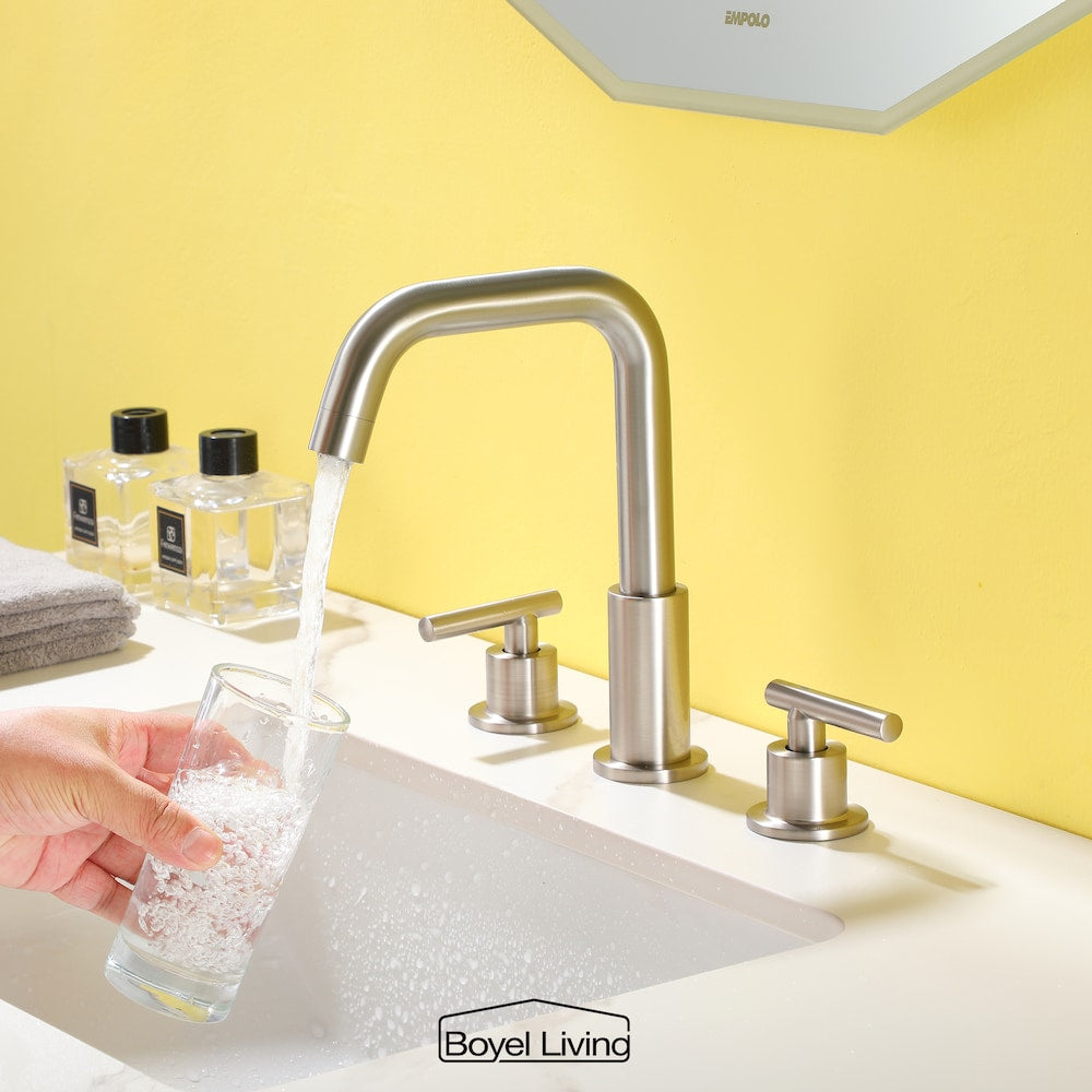 Robinet de salle de bain à 2 poignées avec conduites d'alimentation en eau cUPC en nickel brossé