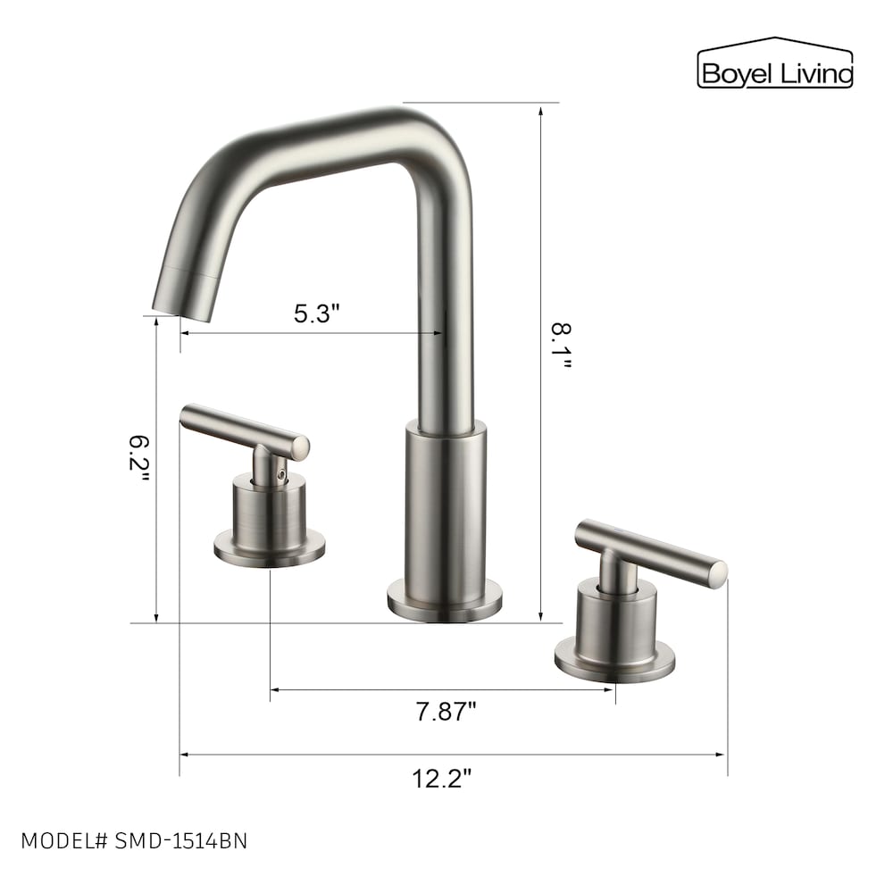 Robinet de salle de bain à 2 poignées avec conduites d'alimentation en eau cUPC en nickel brossé