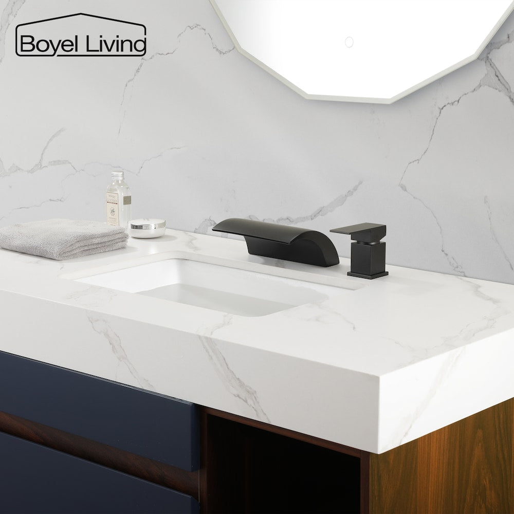 1-Handle Deck-Mount Roman Bathroom Sink Faucet Tub Faucet in Matte Black