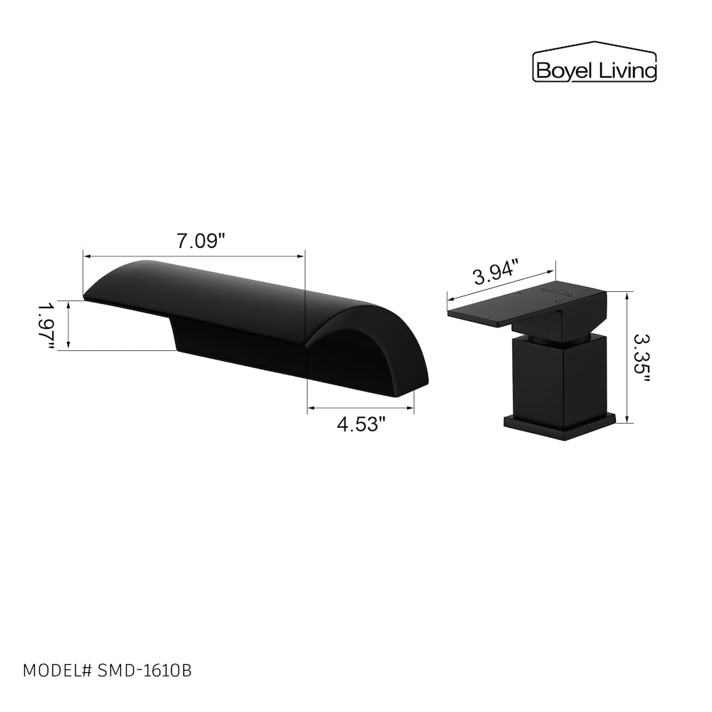 1-Handle Deck-Mount Roman Bathroom Sink Faucet Tub Faucet in Matte Black