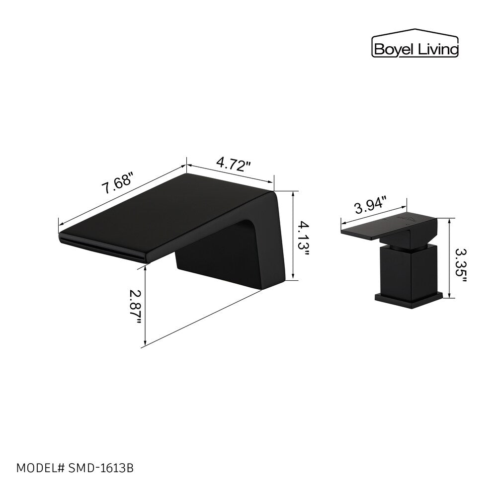 Robinet de baignoire de salle de bain à poignée unique en cascade de 8 pouces en noir mat