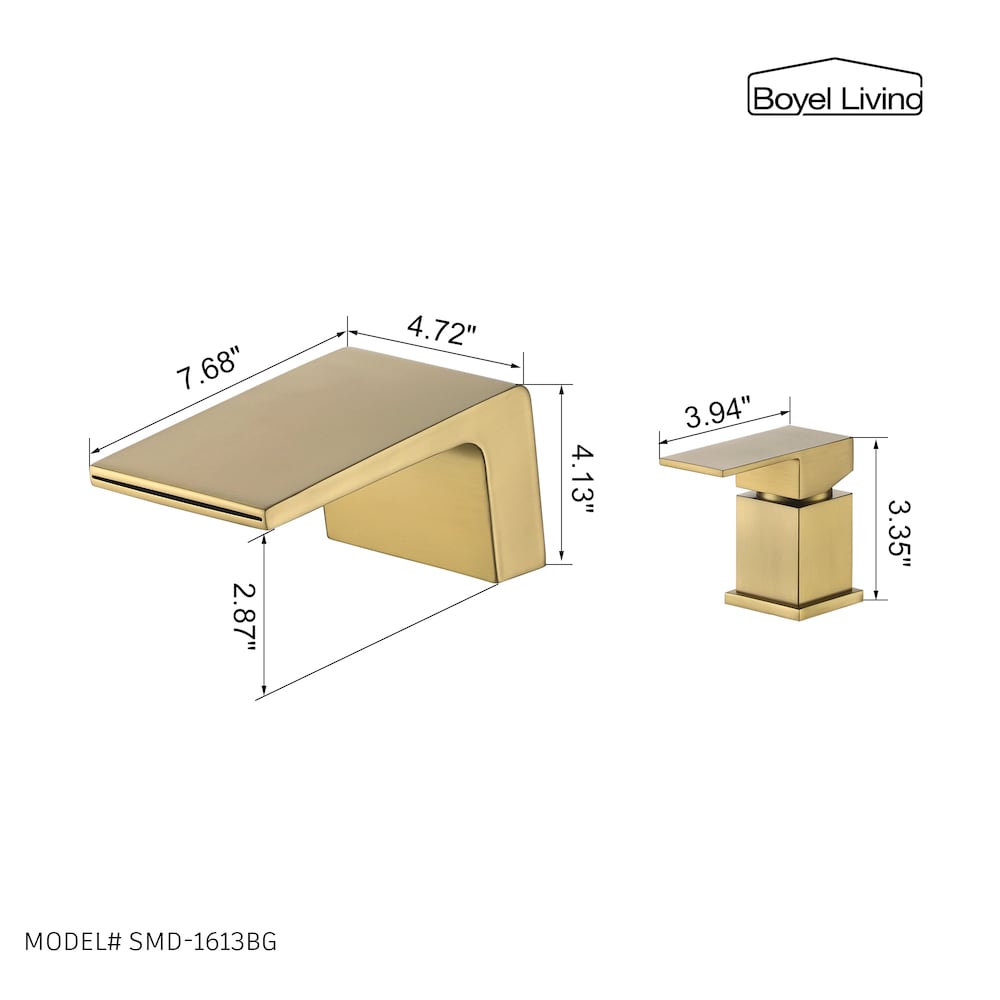 8 inch Waterfall Single Handle Bathroom Tub Faucet Faucet in Brushed Gold