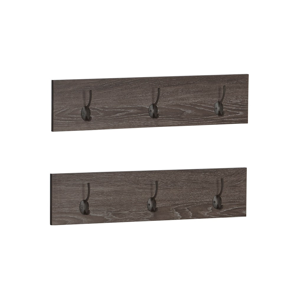 Afton 23.63-Inch W 3-Hook Coat Rack (2-Pack) In Weathered Wood