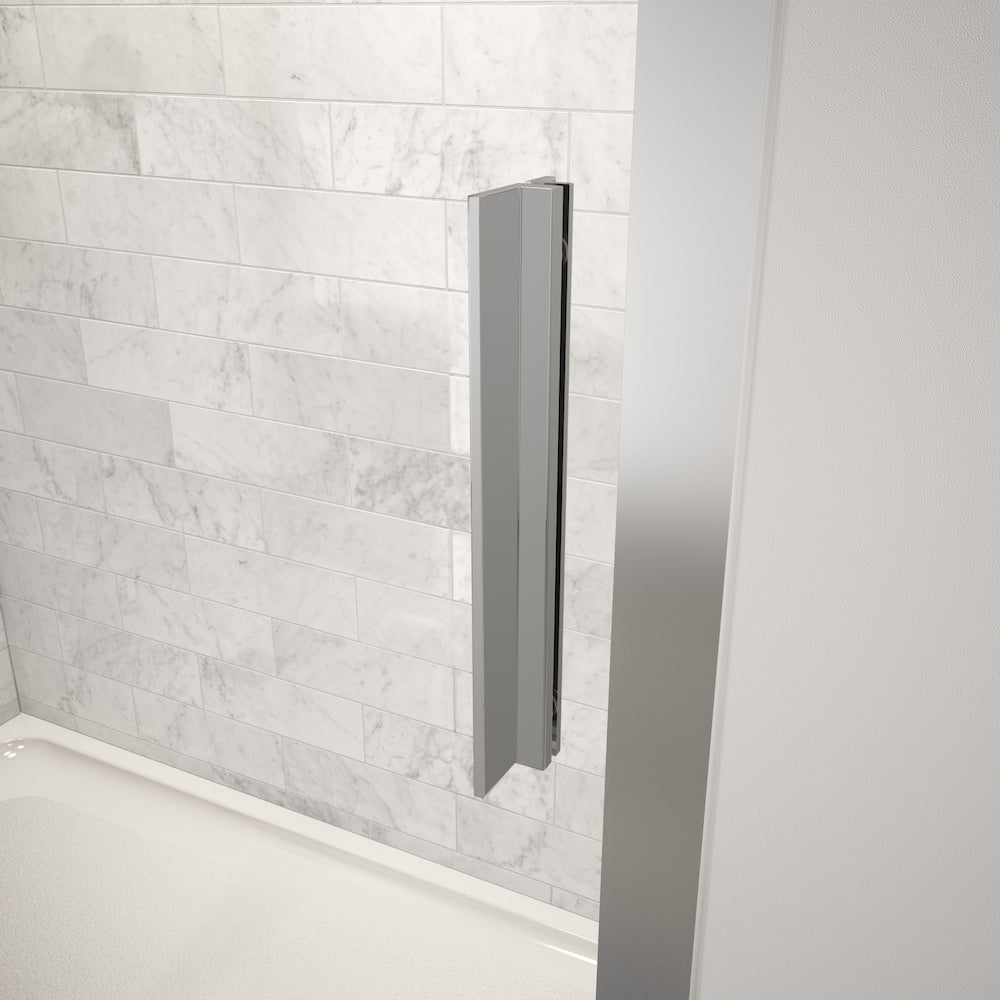 Porte de baignoire coulissante semi-sans cadre Connect 55,5 - 57 L (largeur réglable) x 57 H en chrome avec verre transparent