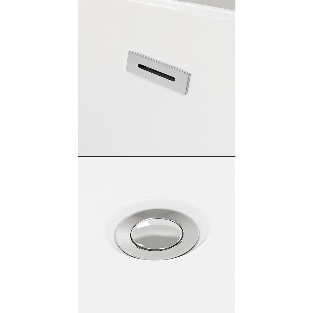 Baignoire autoportante Juno de 71 pouces en blanc mat avec garniture en chrome poli et robinet en or brossé