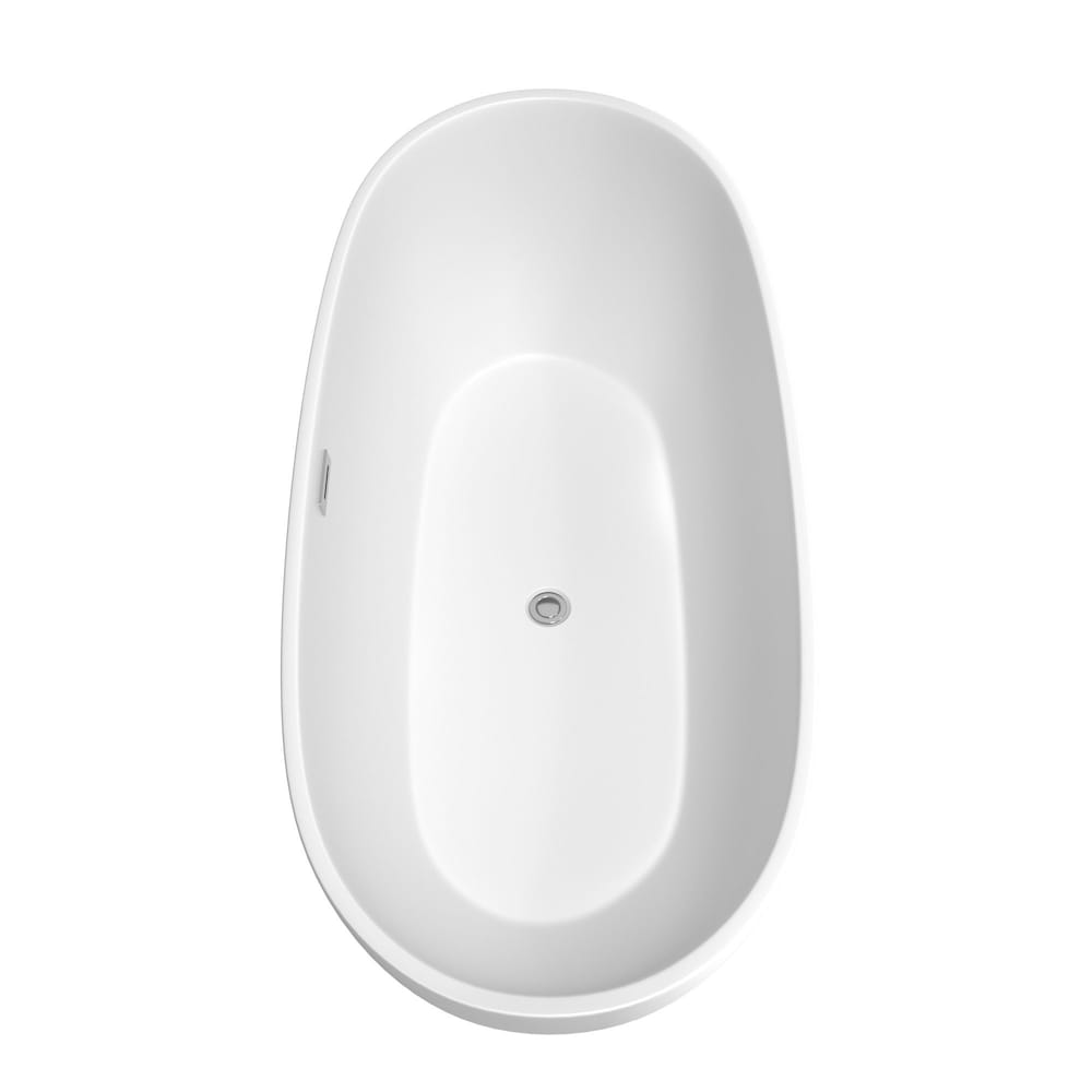 Baignoire autoportante Juno de 71 pouces en blanc mat avec garniture en chrome poli et robinet en or brossé