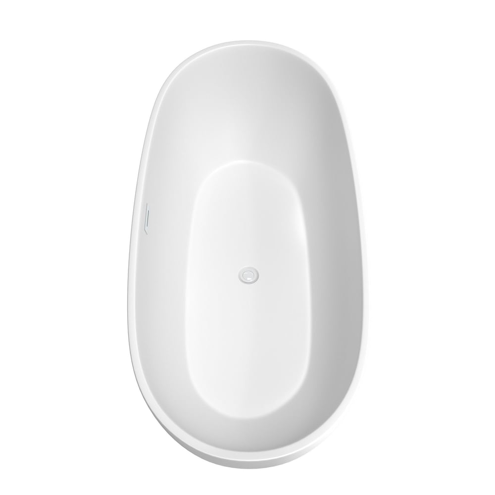 Baignoire autoportante Juno de 71 pouces en blanc mat avec garniture blanche brillante et robinet en noir mat