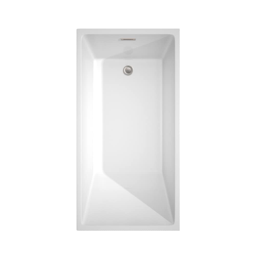 Hannah 59 inch Freestanding Bathtub in White with Faucet, Drain and Overflow Trim in Brushed Nickel