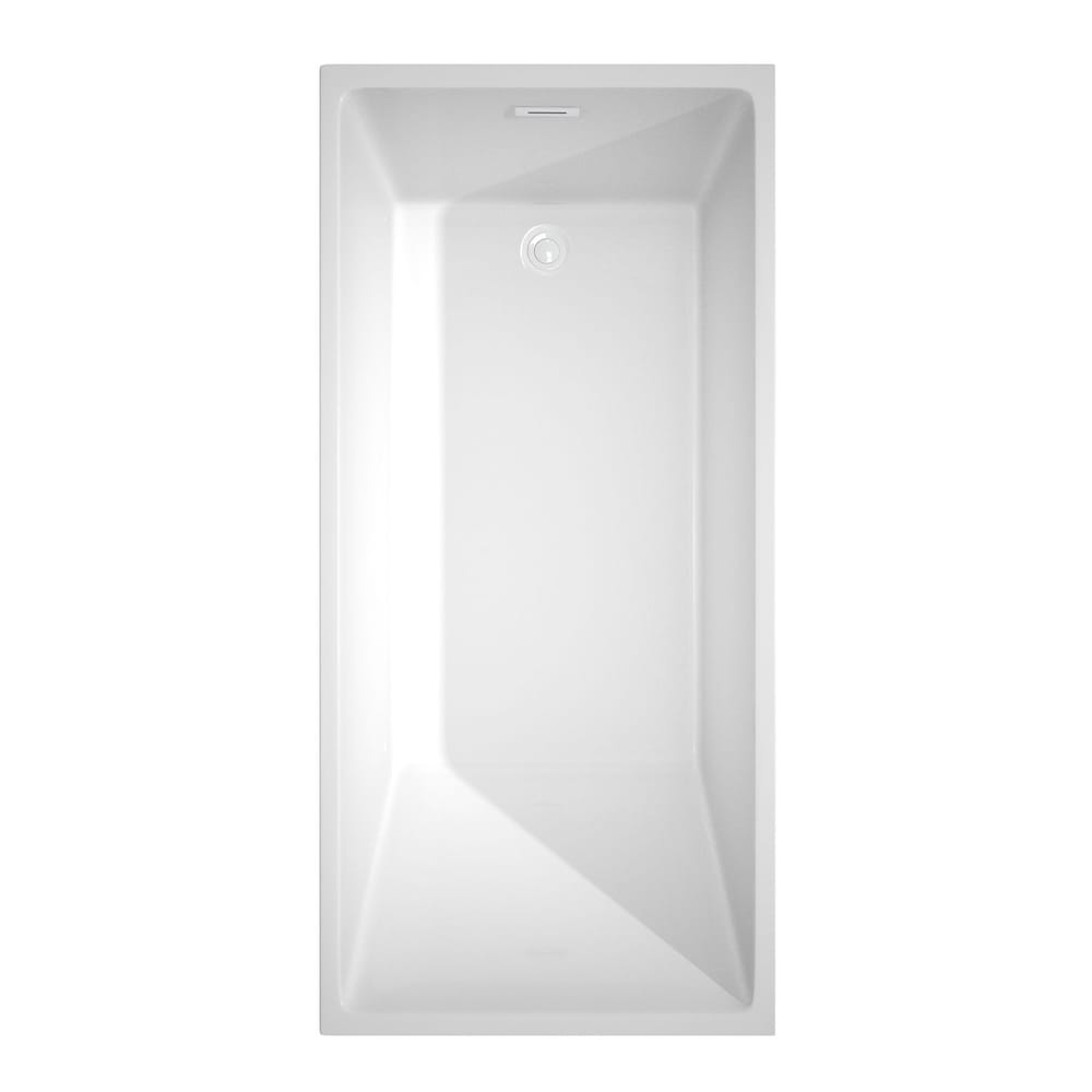 Baignoire autoportante Hannah de 67 pouces en blanc avec garniture blanche brillante et robinet en or brossé