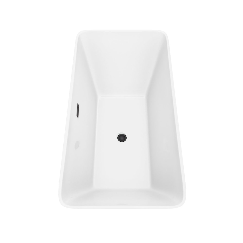 Baignoire autoportante Tiffany de 59 pouces en blanc avec robinet, drain et garniture de trop-plein en noir mat