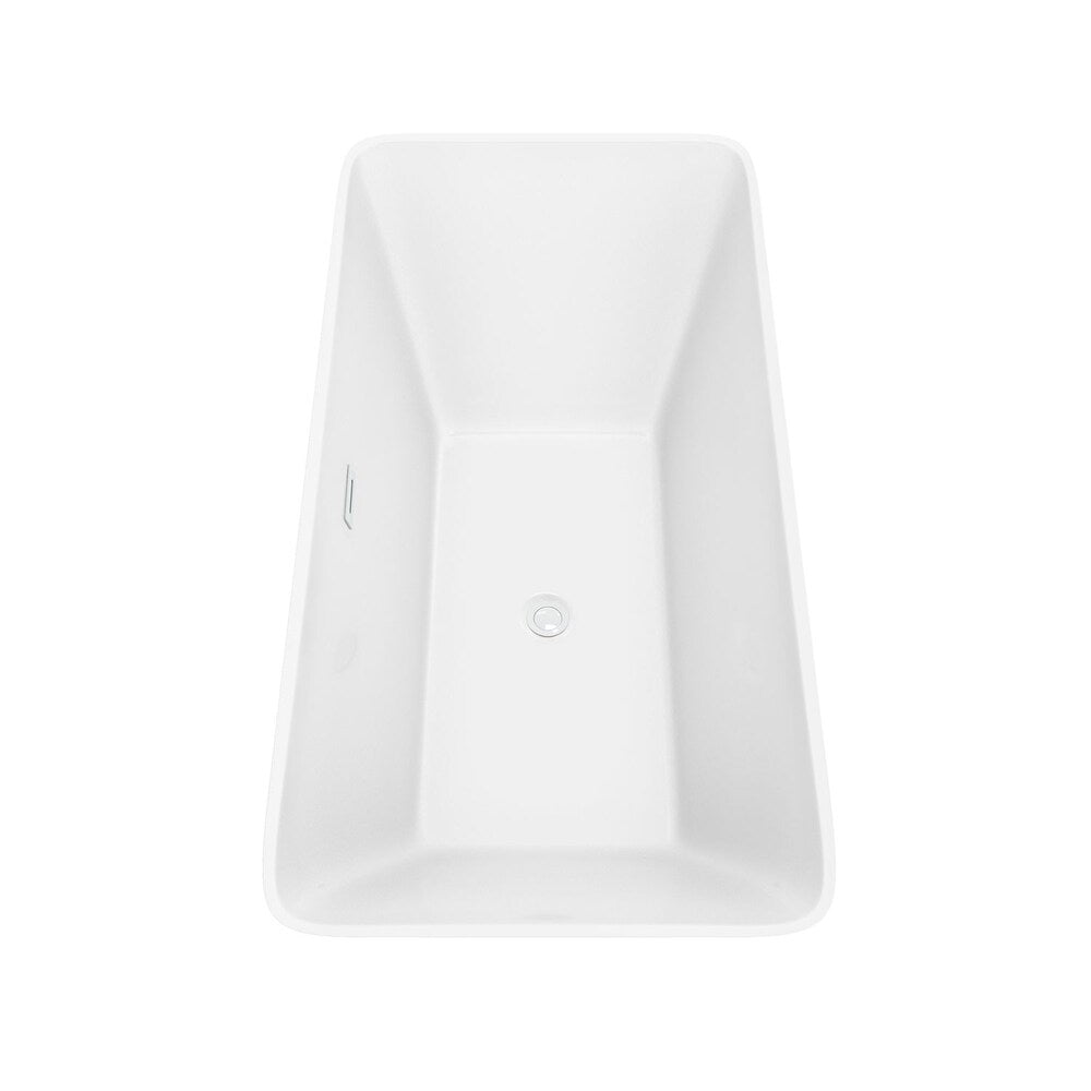 Baignoire autoportante Tiffany de 59 pouces en blanc avec garniture blanche brillante et robinet en noir mat