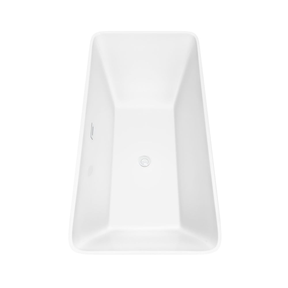 Tiffany 67 inch Freestanding Bathtub in White with Shiny White Trim and Faucet in Matte Black