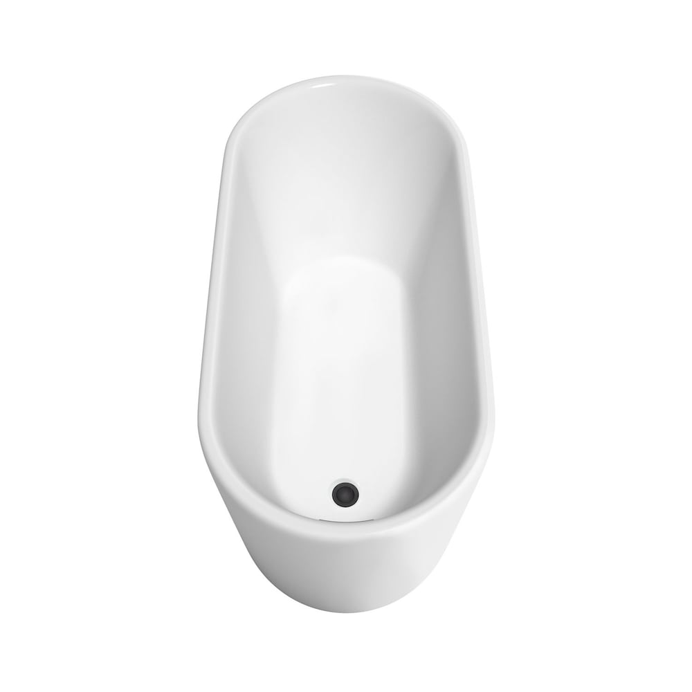 Ursula 59 inch Freestanding Bathtub in White with Faucet, Drain and Overflow Trim in Matte Black