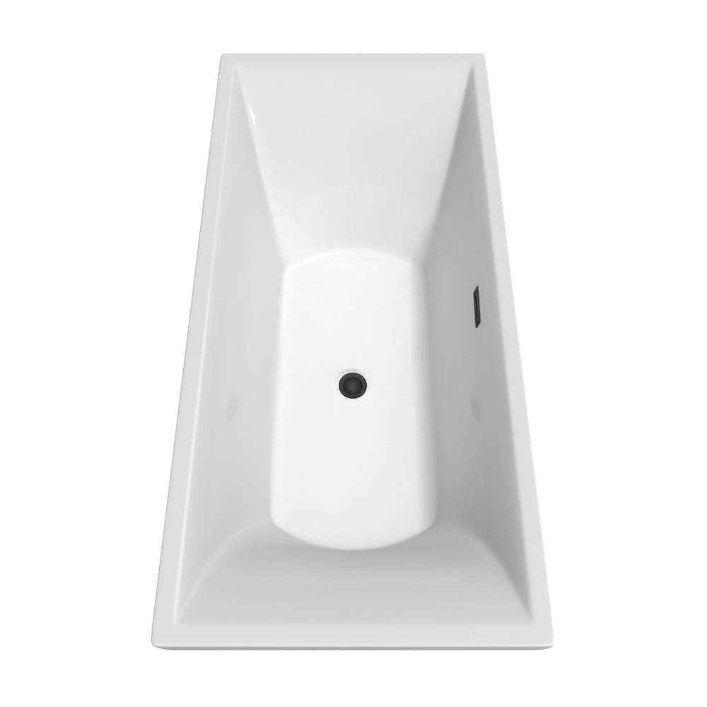Maryam 71 inch Freestanding Bathtub in White with Faucet, Drain and Overflow Trim in Matte Black
