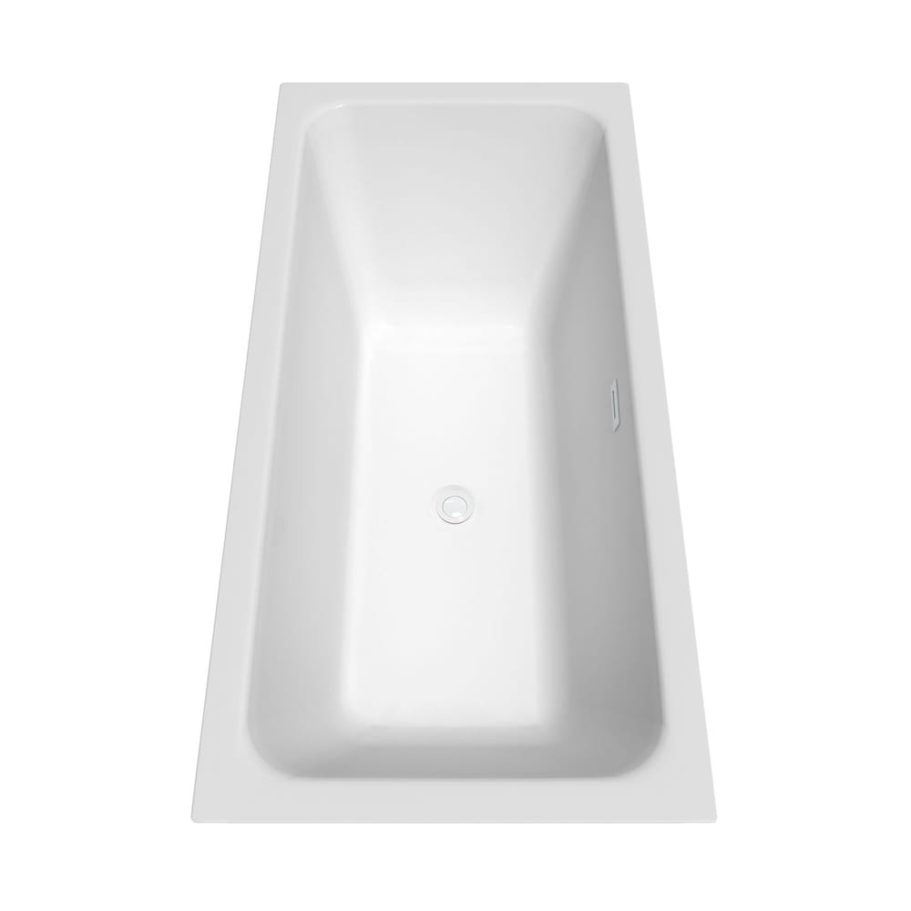 Galina 67 inch Freestanding Bathtub in White with Shiny White Trim and Faucet in Brushed Gold