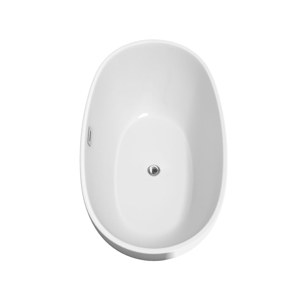 Juno 59 inch Freestanding Bathtub in White with Polished Chrome Trim and Faucet in Matte Black
