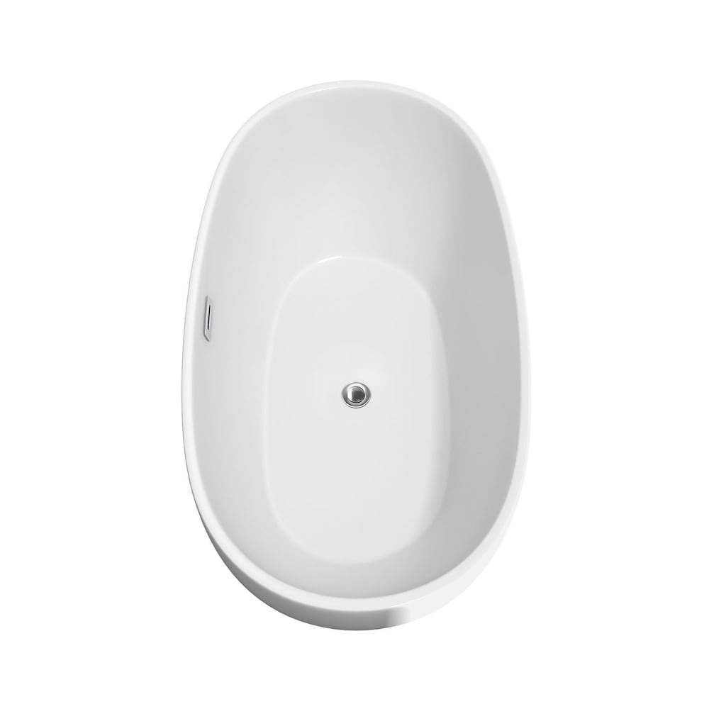 Juno 63 inch Freestanding Bathtub in White with Polished Chrome Trim and Faucet in Brushed Gold