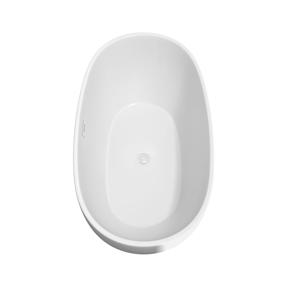 Baignoire autoportante Juno de 63 pouces en blanc avec garniture blanche brillante et robinet en noir mat