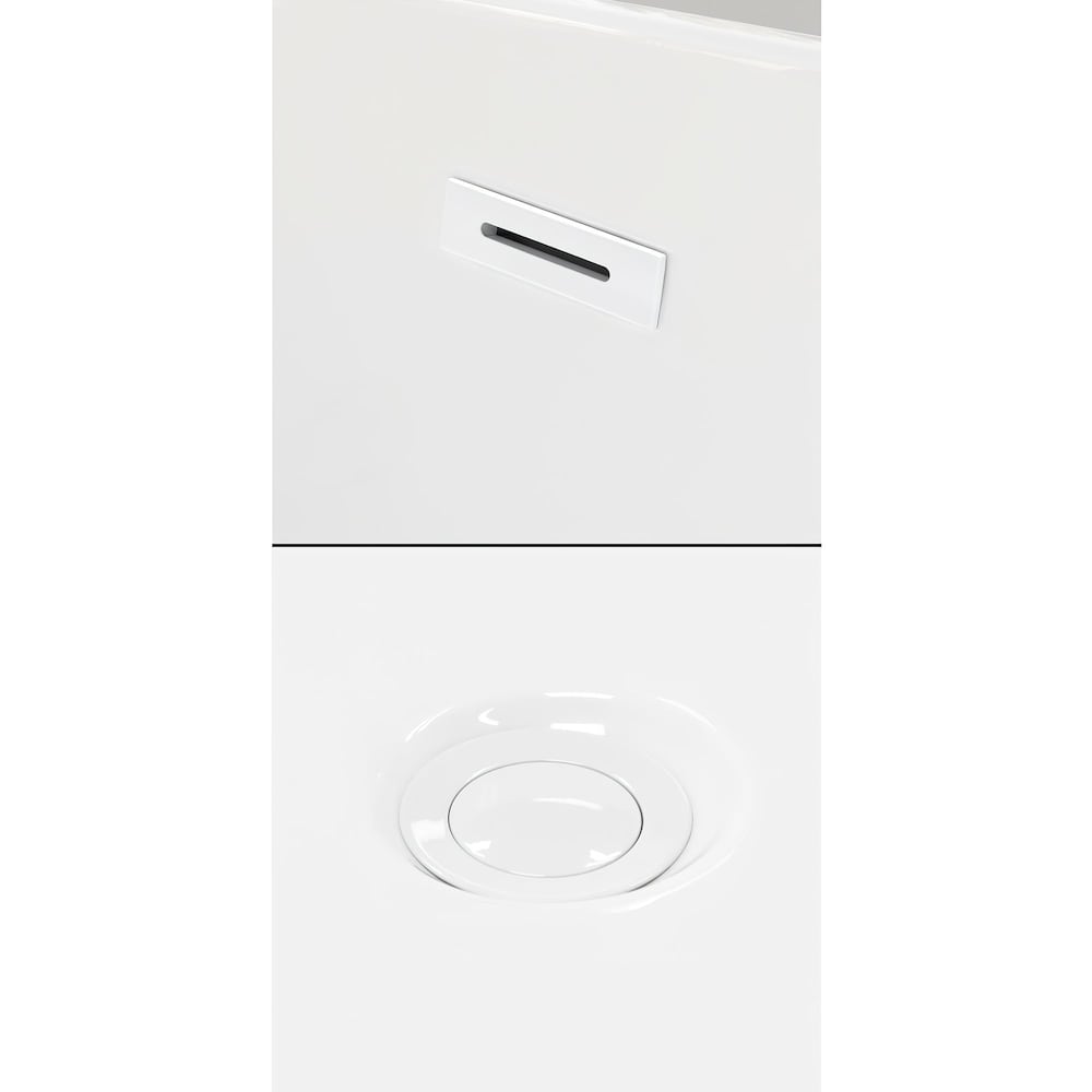Juno 63 inch Freestanding Bathtub in White with Shiny White Trim and Faucet in Brushed Gold