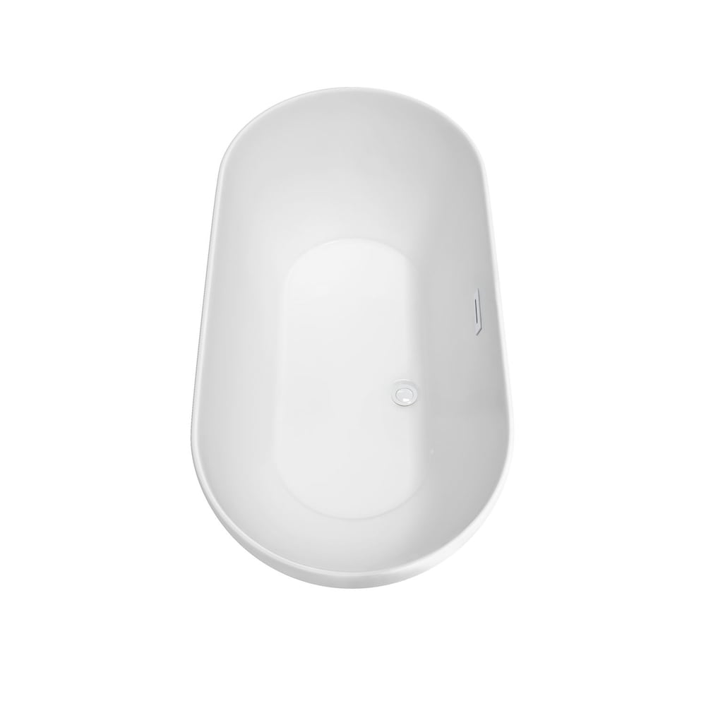Melissa 60 inch Freestanding Bathtub in White with Shiny White Trim and Faucet in Brushed Gold